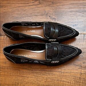 Donald J. Pliner Black Pointed-Toe Mesh Loafers
